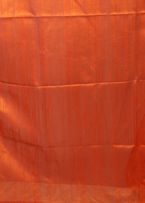 Rust Handloom Matka Pure Silk Saree With Blouse Piece