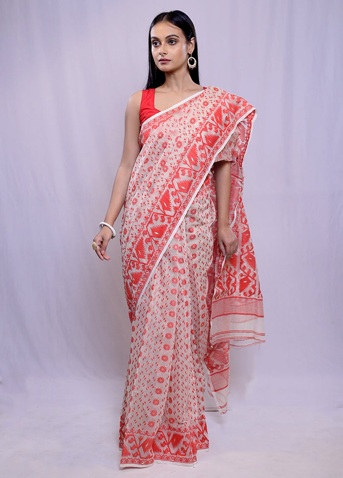 Cream Tant Cotton Saree Without Blouse Piece - Indian Silk House Agencies