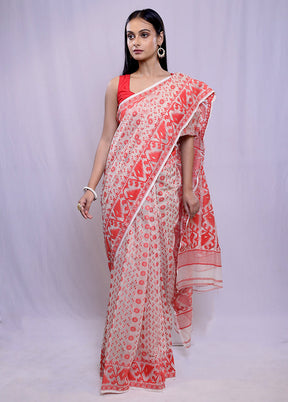 Cream Tant Cotton Saree Without Blouse Piece - Indian Silk House Agencies