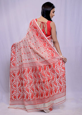 Cream Tant Cotton Saree Without Blouse Piece - Indian Silk House Agencies