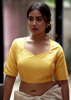 Yellow Dupion Silk Designer Blouse - Indian Silk House Agencies
