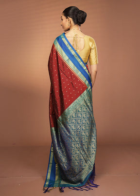 Maroon Kanjivaram Silk Saree With Blouse Piece