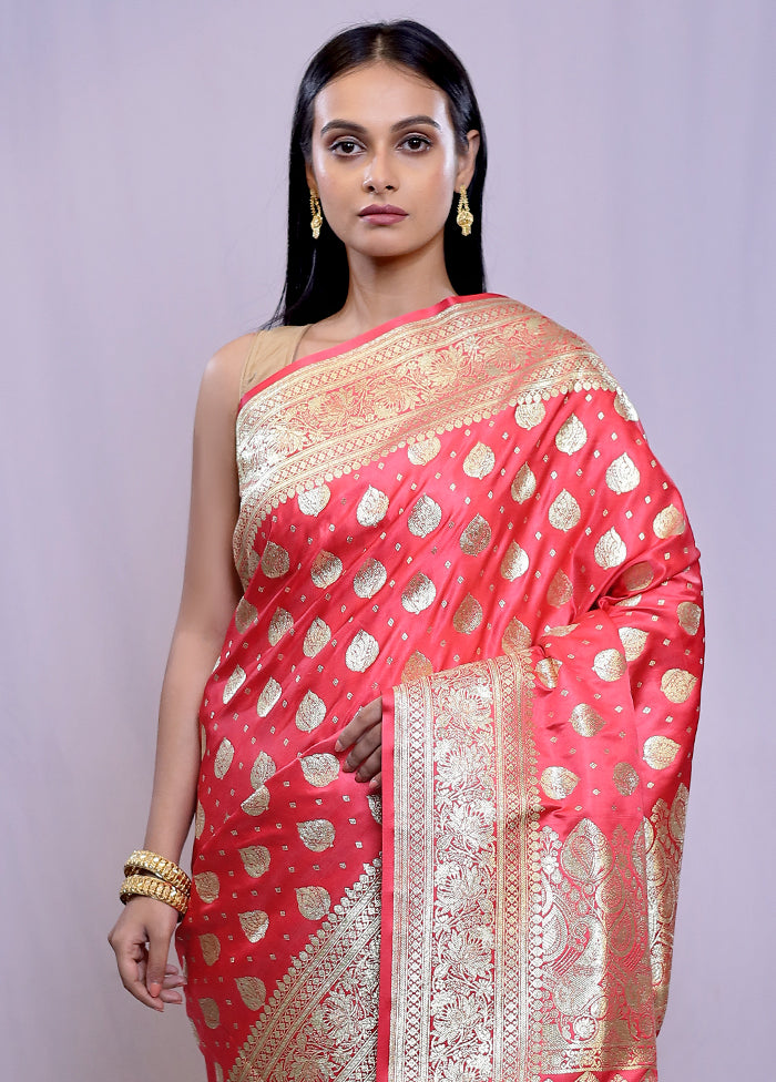 Pink Banarasi Silk Saree With Blouse Piece - Indian Silk House Agencies