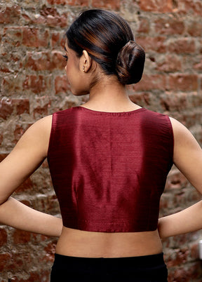 Maroon Dupion Silk Designer Blouse - Indian Silk House Agencies