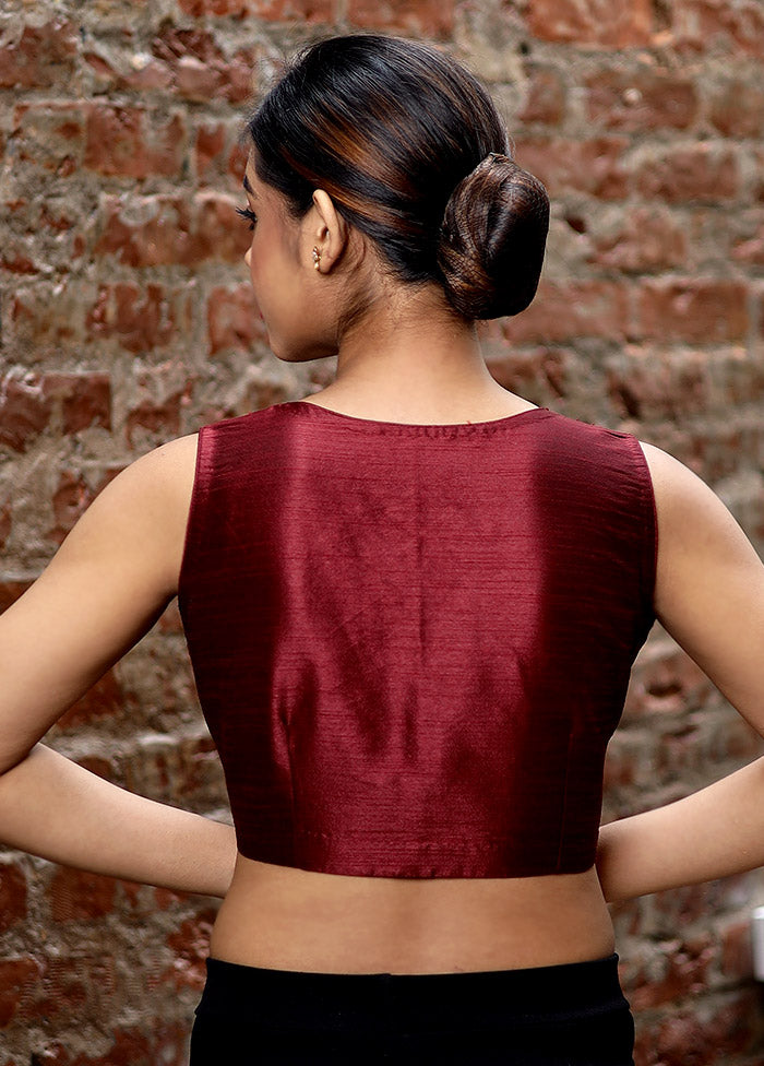 Maroon Dupion Silk Designer Blouse - Indian Silk House Agencies