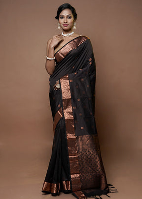 Black Kanjivaram Silk Saree With Blouse Piece