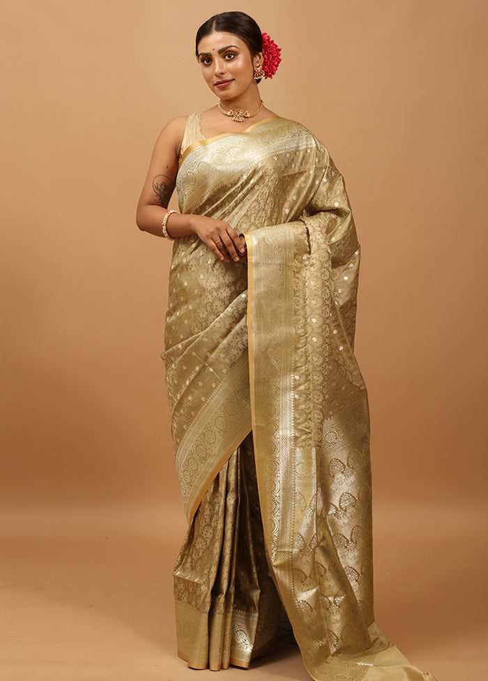 Cream Tanchoi Silk Saree With Blouse Piece