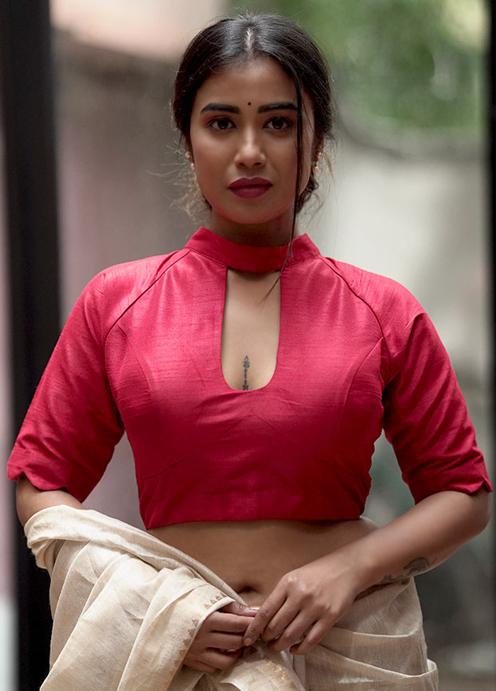 Red Dupion Silk Designer Blouse - Indian Silk House Agencies