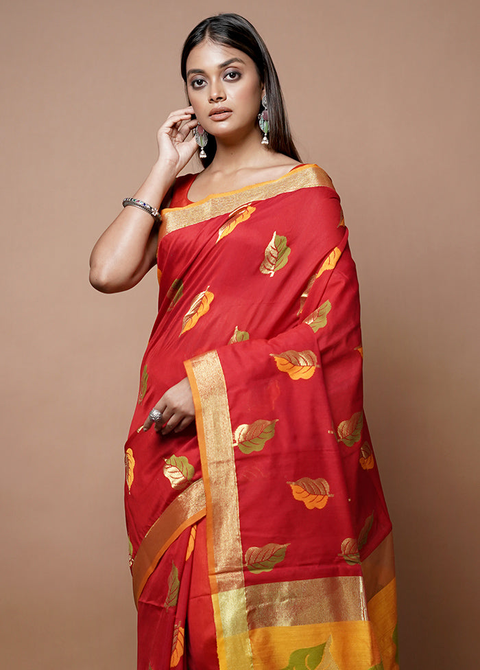 Red Matka Silk Saree With Blouse Piece