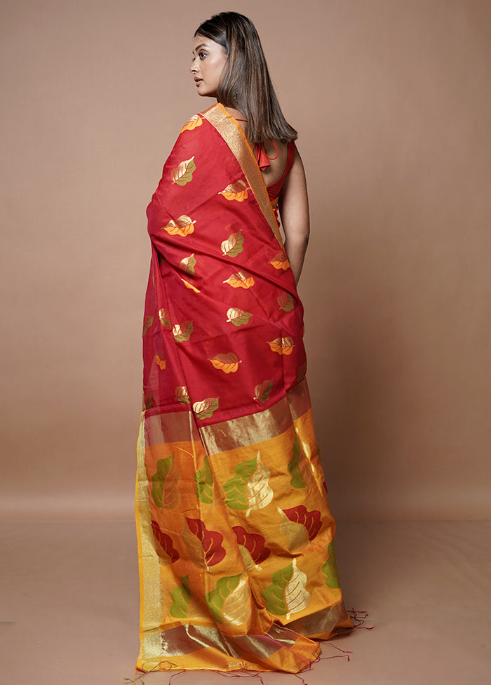 Red Matka Silk Saree With Blouse Piece