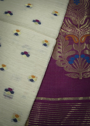 Cream Matka Silk Saree With Blouse Piece - Indian Silk House Agencies