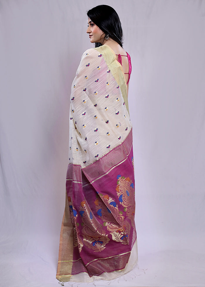 Cream Matka Silk Saree With Blouse Piece - Indian Silk House Agencies