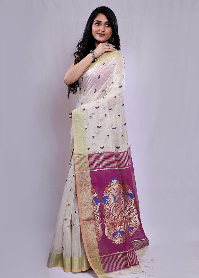 Cream Matka Silk Saree With Blouse Piece - Indian Silk House Agencies