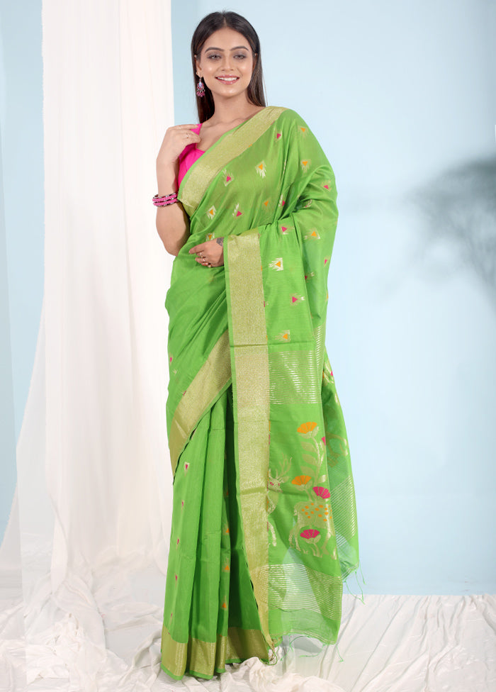 Green Matka Silk Saree With Blouse Piece - Indian Silk House Agencies