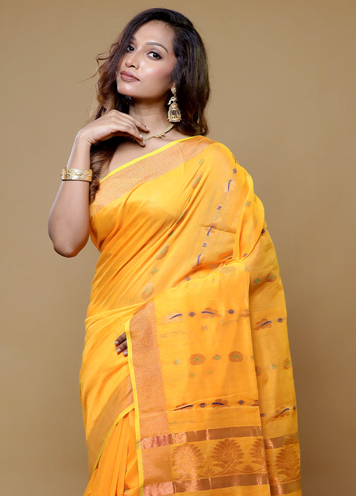 Rust Matka Silk Saree With Blouse Piece