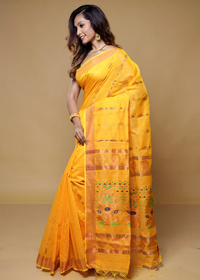 Rust Matka Silk Saree With Blouse Piece