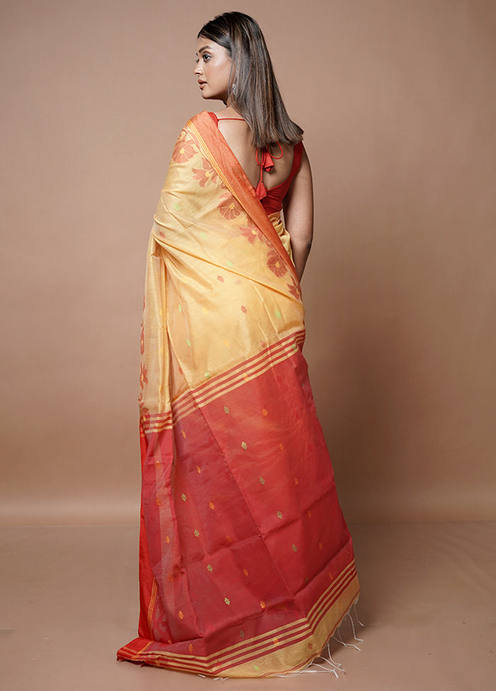 Yellow Matka Silk Saree With Blouse Piece