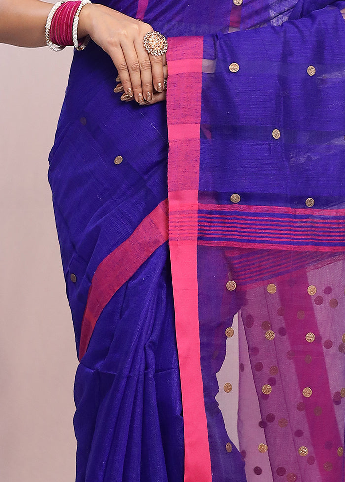 Blue Matka Silk Saree With Blouse Piece - Indian Silk House Agencies