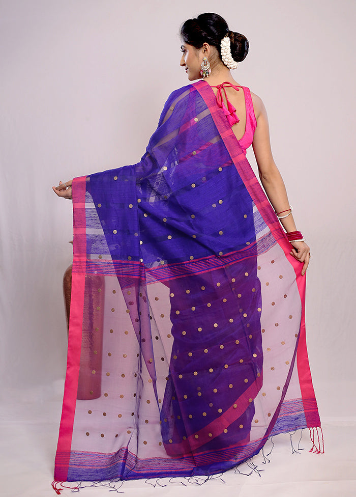 Blue Matka Silk Saree With Blouse Piece - Indian Silk House Agencies