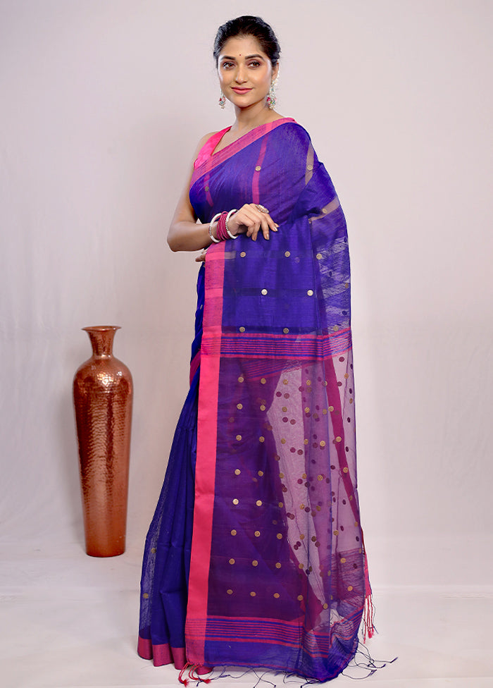 Blue Matka Silk Saree With Blouse Piece - Indian Silk House Agencies