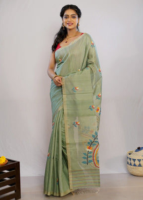 Green Matka Pure Silk Saree With Blouse Piece - Indian Silk House Agencies