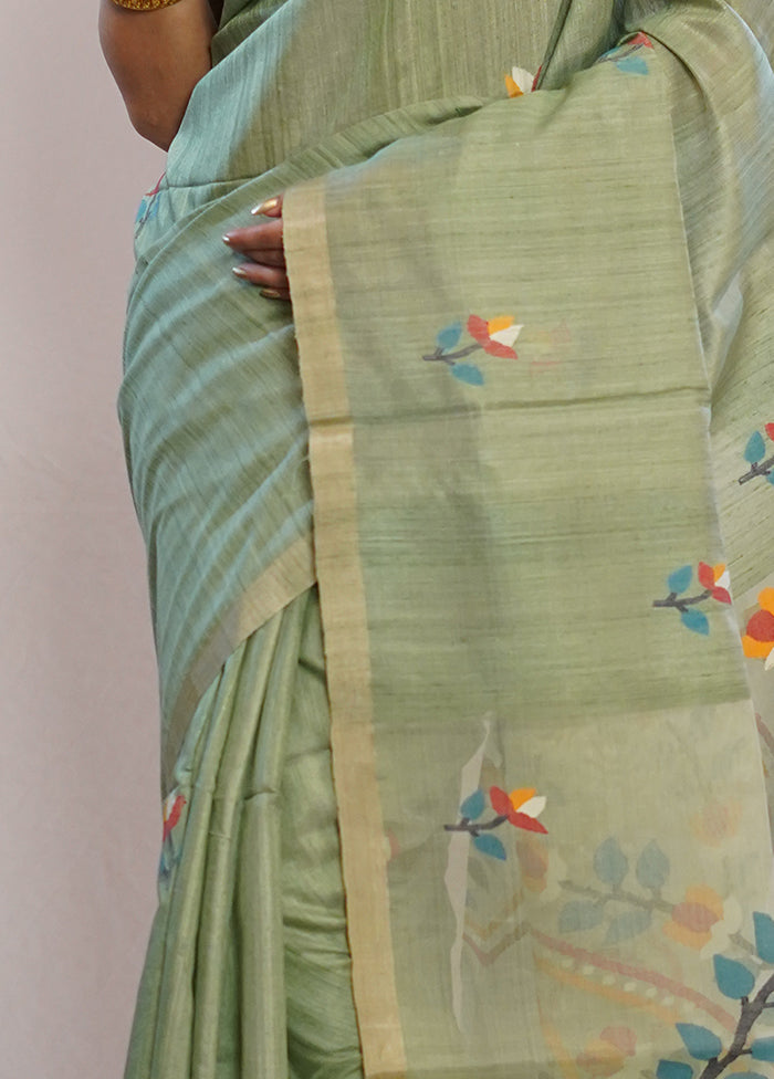 Green Matka Pure Silk Saree With Blouse Piece - Indian Silk House Agencies