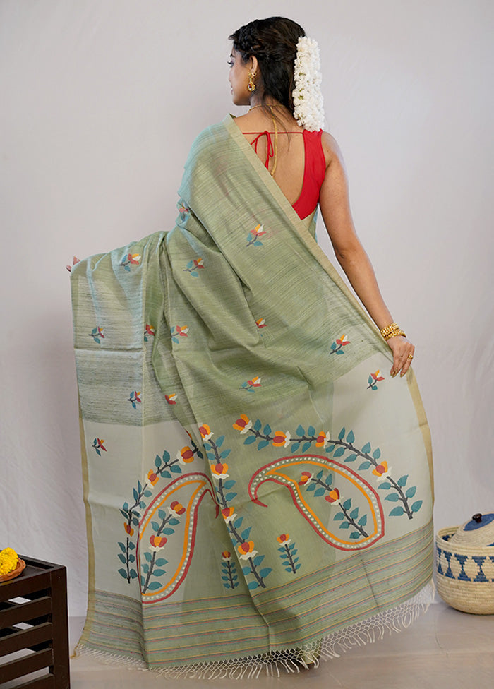 Green Matka Pure Silk Saree With Blouse Piece - Indian Silk House Agencies