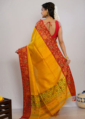 Yellow Matka Pure Silk Saree With Blouse Piece - Indian Silk House Agencies