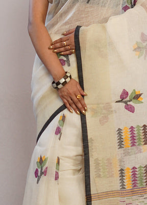 Cream Matka Pure Silk Saree With Blouse Piece - Indian Silk House Agencies