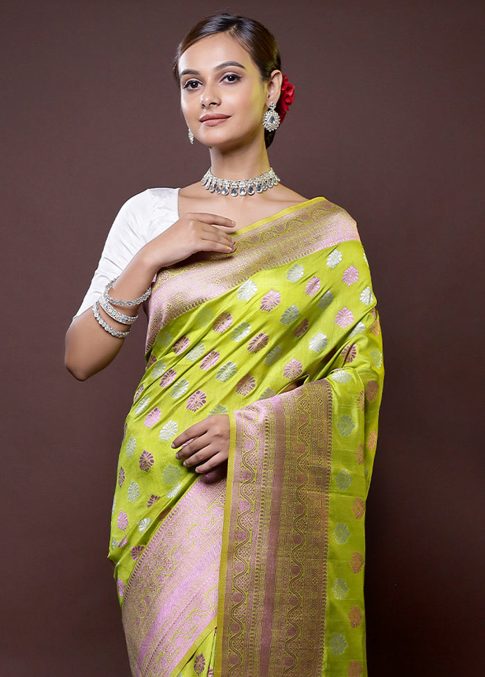 Green Dupion Silk Saree With Blouse Piece