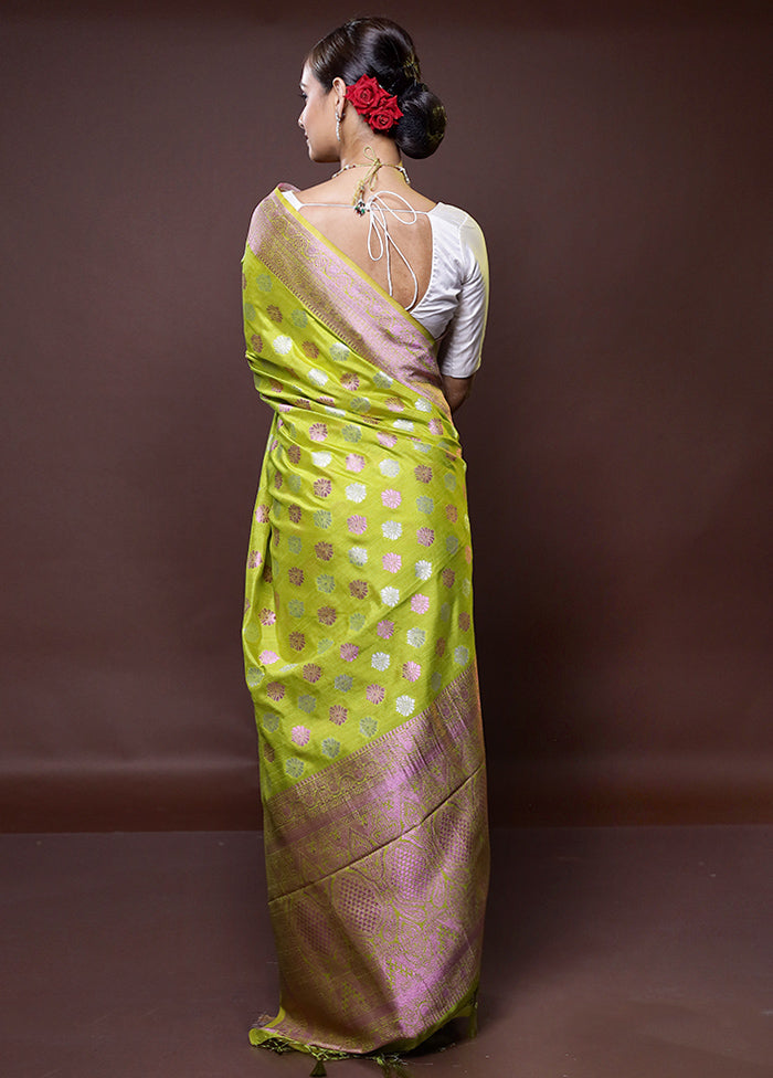 Green Dupion Silk Saree With Blouse Piece