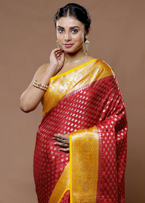 Red Organza Saree With Blouse Piece - Indian Silk House Agencies