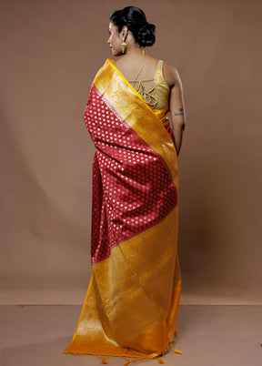 Red Organza Saree With Blouse Piece - Indian Silk House Agencies