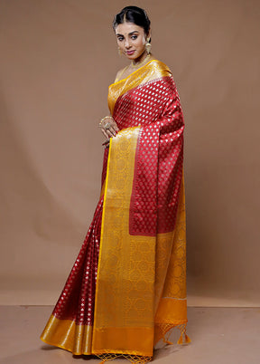 Red Organza Saree With Blouse Piece - Indian Silk House Agencies