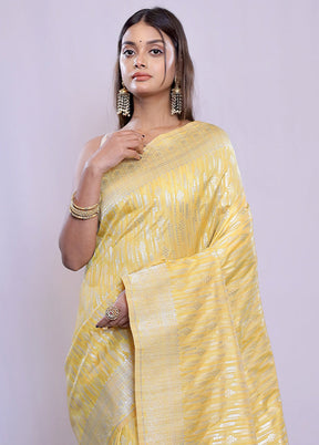 Yellow Uppada Silk Saree With Blouse Piece - Indian Silk House Agencies