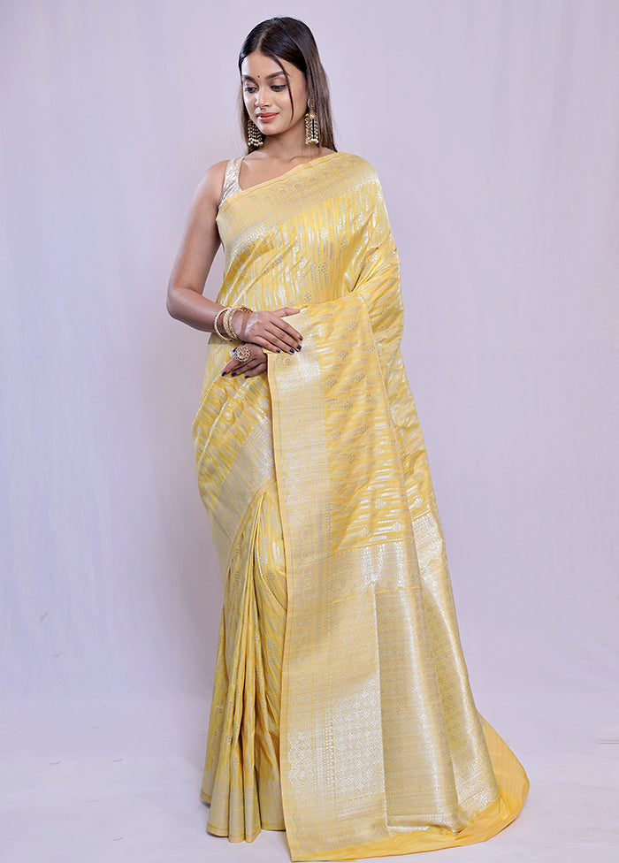 Yellow Uppada Silk Saree With Blouse Piece - Indian Silk House Agencies