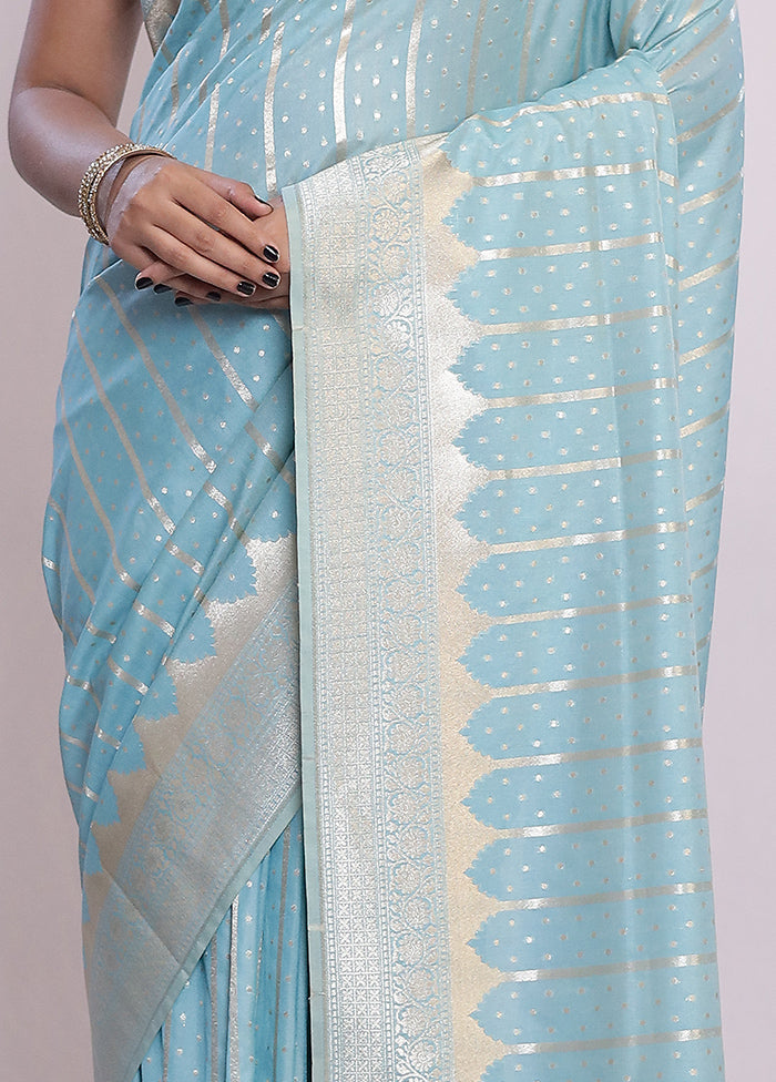 Blue Kora Silk Saree With Blouse Piece - Indian Silk House Agencies