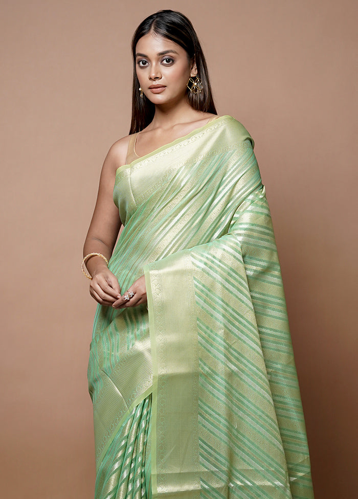 Green Kora Silk Saree With Blouse Piece