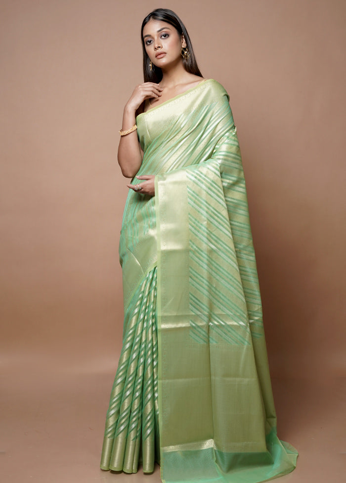 Green Kora Silk Saree With Blouse Piece