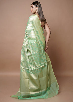 Green Kora Silk Saree With Blouse Piece