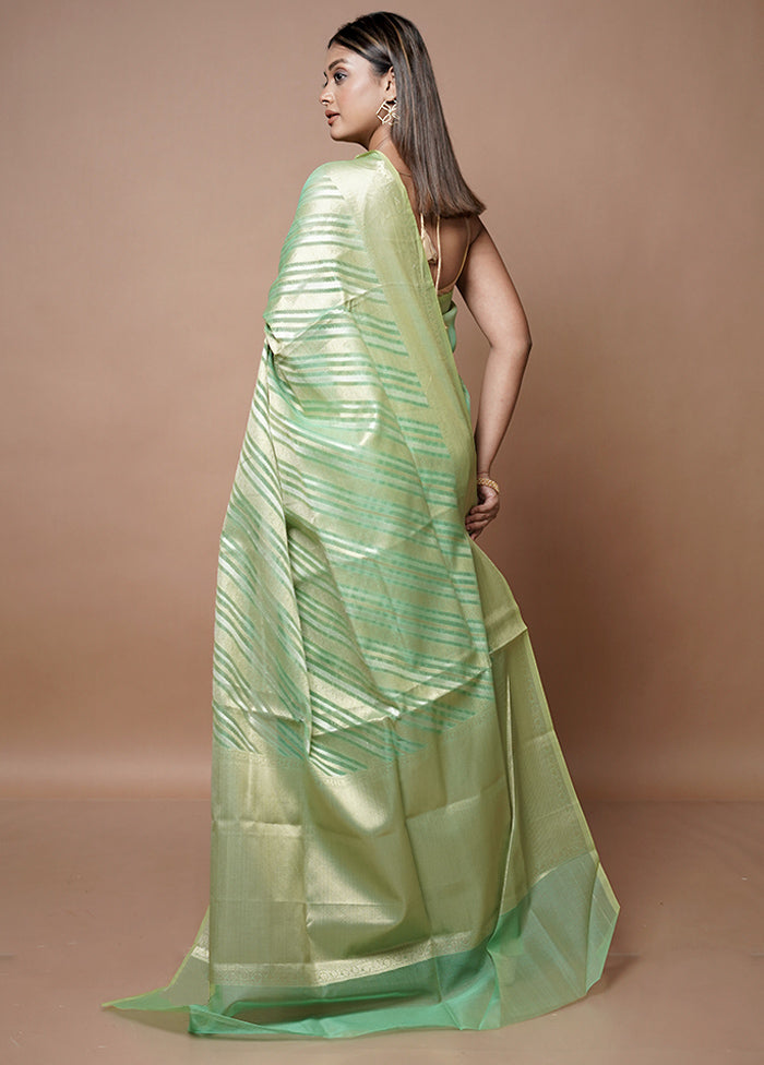 Green Kora Silk Saree With Blouse Piece