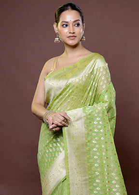 Green Kora Silk Saree With Blouse Piece