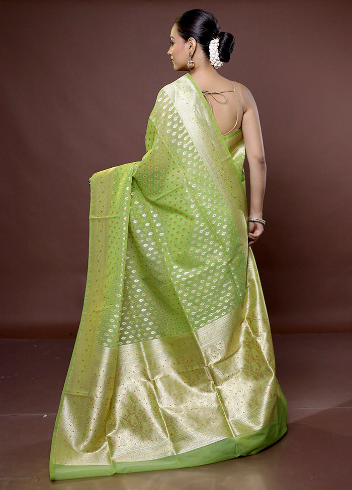 Green Kora Silk Saree With Blouse Piece