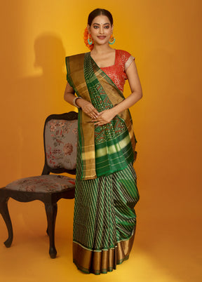 Green Pochampally Pure Silk Saree With Blouse Piece - Indian Silk House Agencies