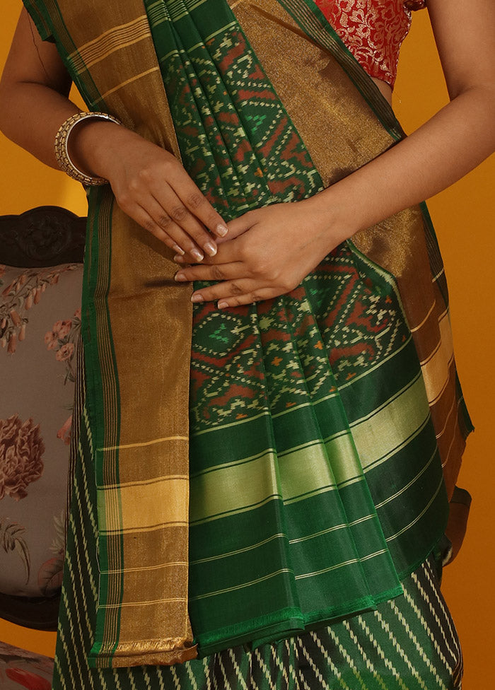 Green Pochampally Pure Silk Saree With Blouse Piece - Indian Silk House Agencies