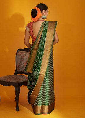 Green Pochampally Pure Silk Saree With Blouse Piece - Indian Silk House Agencies