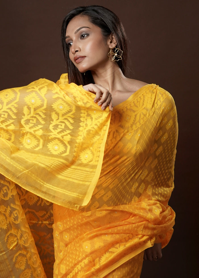 Yellow Pure Cotton Saree With Blouse Piece - Indian Silk House Agencies