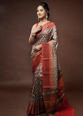 Brown Tussar Silk Saree With Blouse Piece - Indian Silk House Agencies