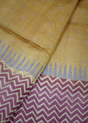 Brown Tussar Silk Saree With Blouse Piece - Indian Silk House Agencies