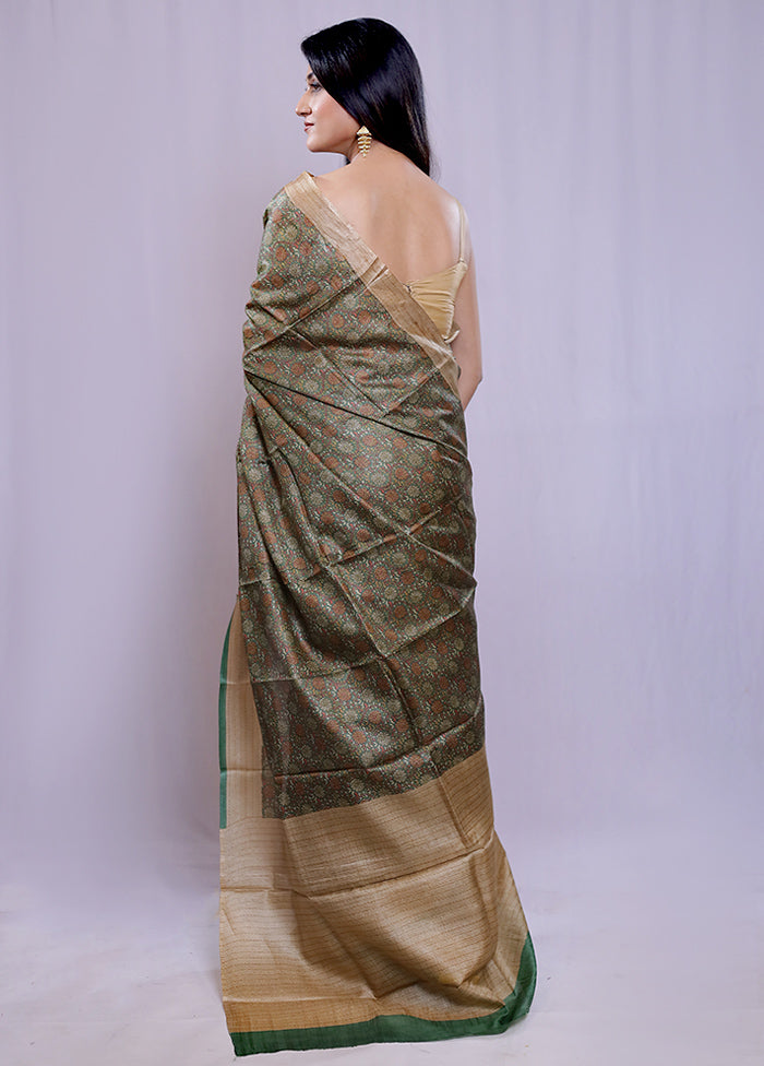 Pink Tussar Silk Saree With Blouse Piece - Indian Silk House Agencies